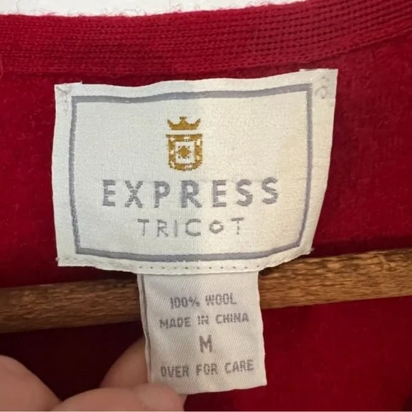 Vintage Express Tricot Bright Red Wool Vest - Picture 4 of 5